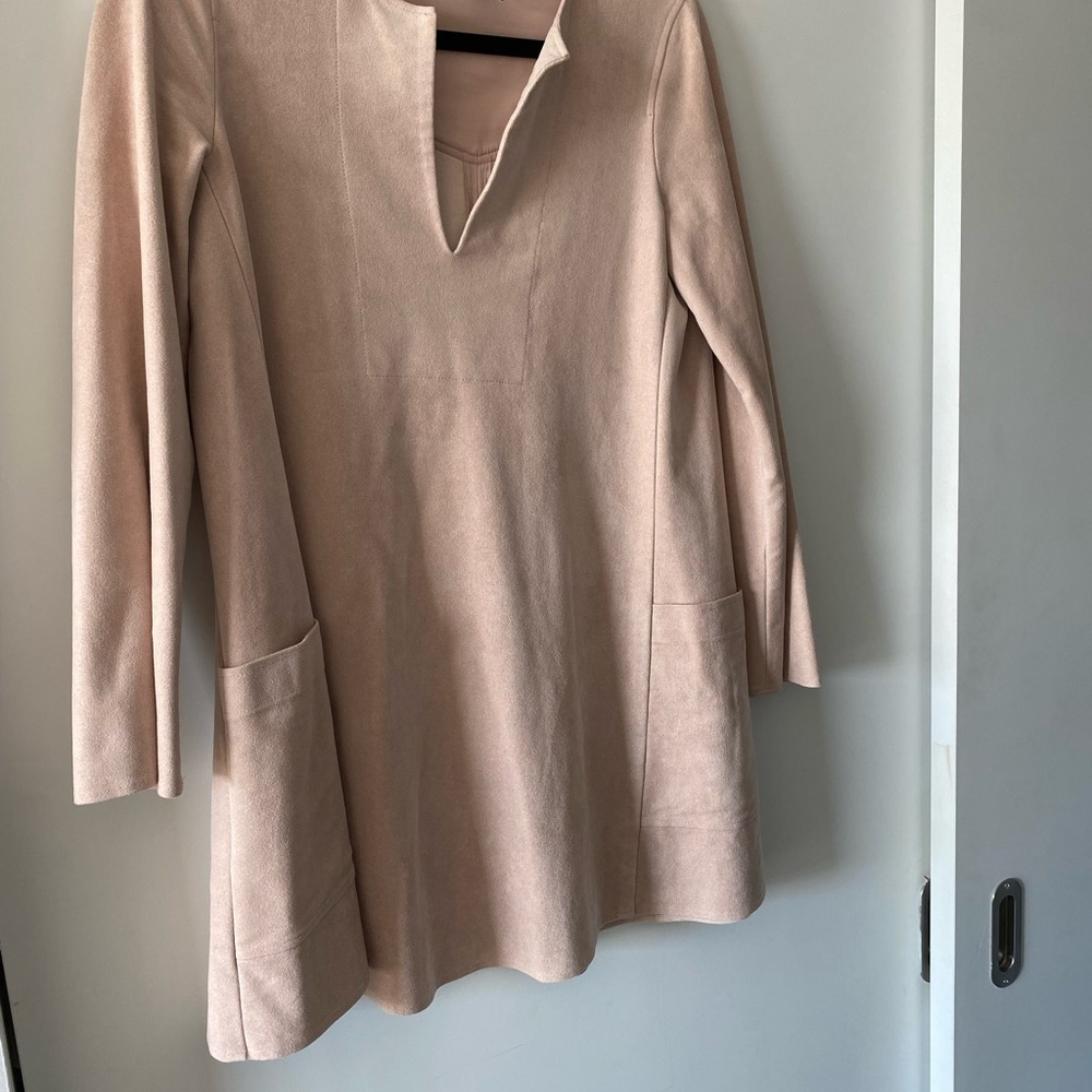 BCBGMaxAzria Soft Pink Suede Long Sleeve Dress